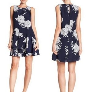 Vince Camuto Floral Print Ruffle Hem Dress